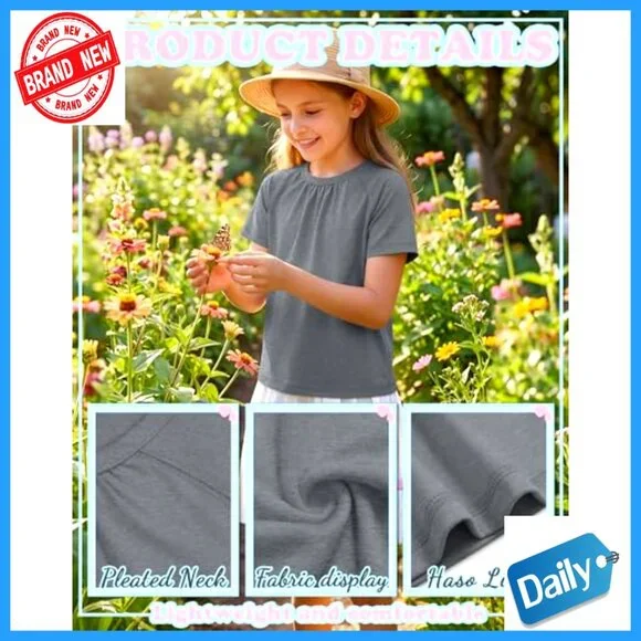 Girls Pleated T-Shirts 3 Pack Short Sleeve Summer Tops 5-14 Years